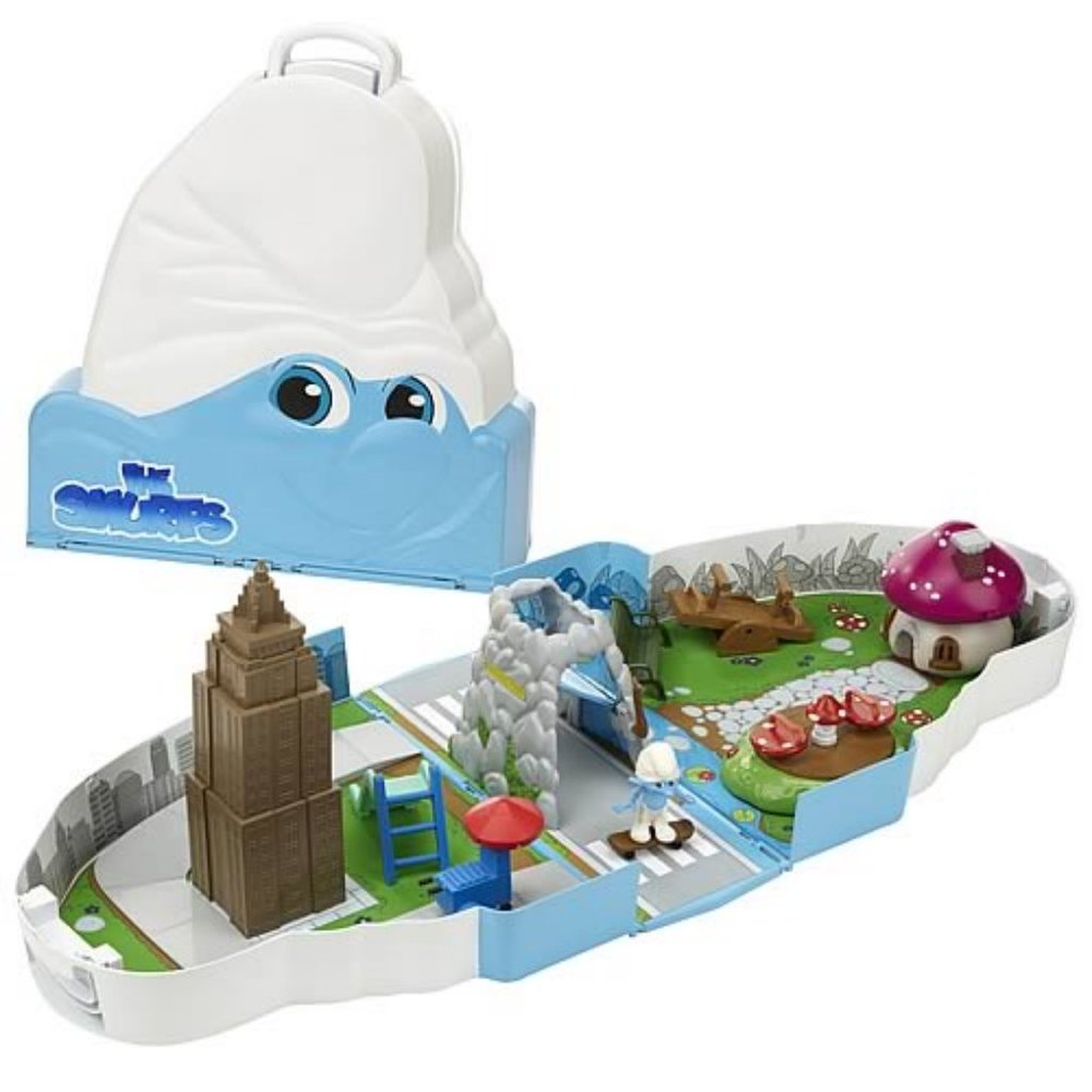 New The Smurfs Central Park Playset And Carrying Case